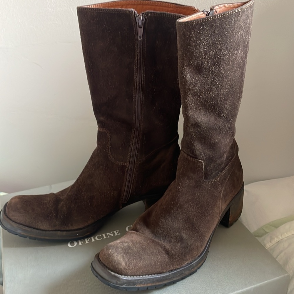 Barney’s NY mid calf suede boots